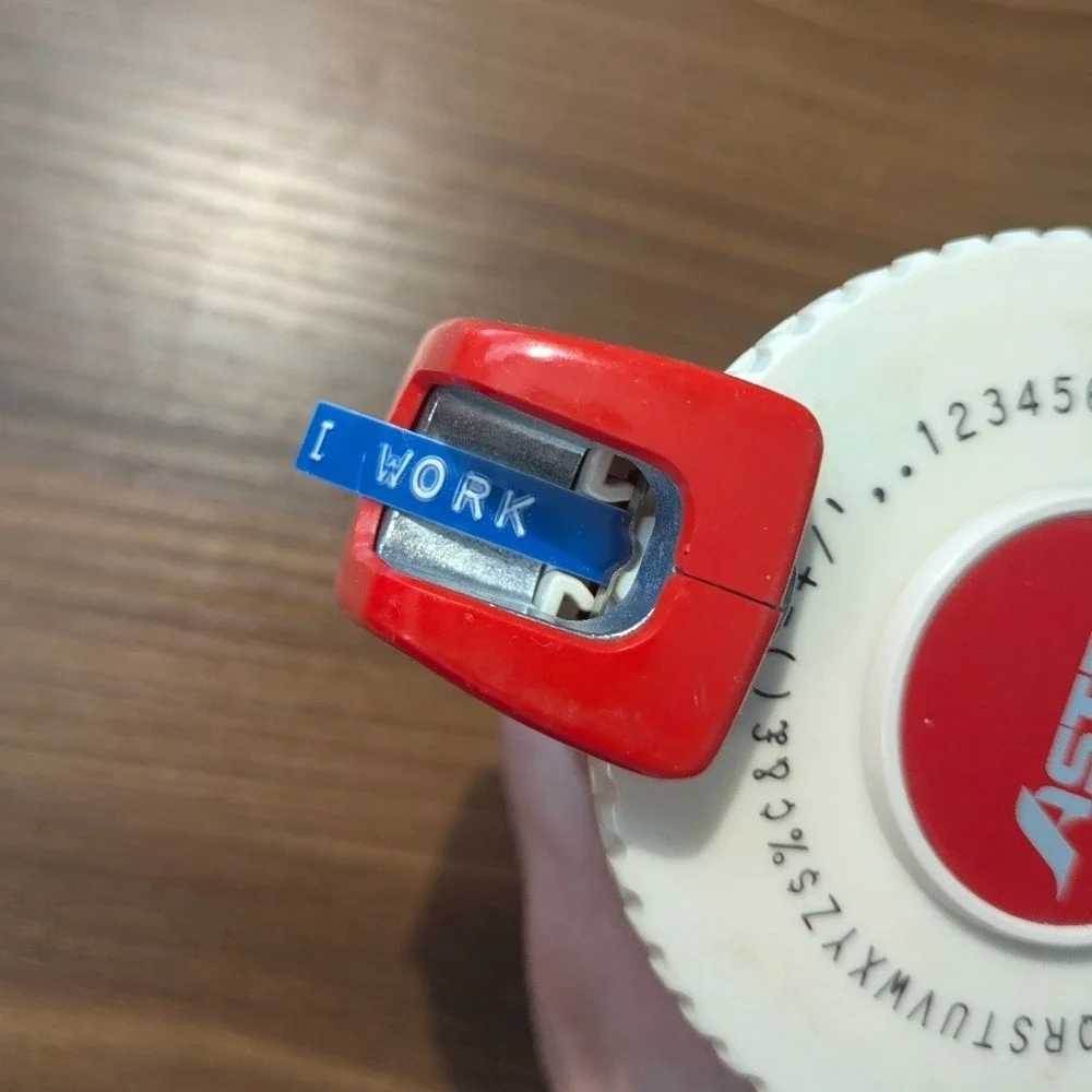 Astro Embossing Label Maker Vintage Red Handheld 1/4 Inch Tape Manual Tool
